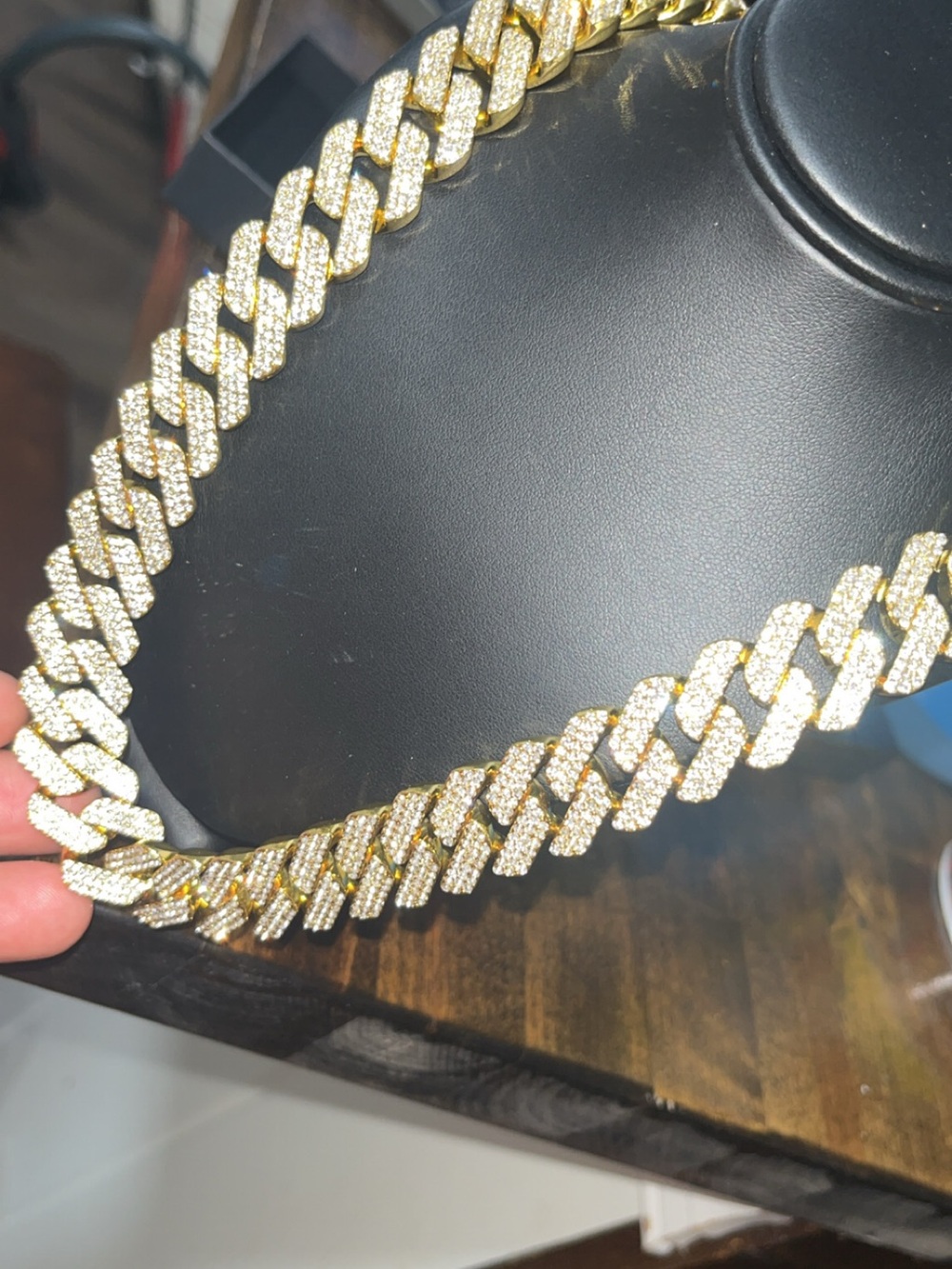 Men's Gold Moissanite Cuban Link Necklace — Sparkling Statement Chain